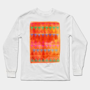 Abstract Bunting Watercolor Painting in Hot Pink, Orange, Mint & Blue Long Sleeve T-Shirt